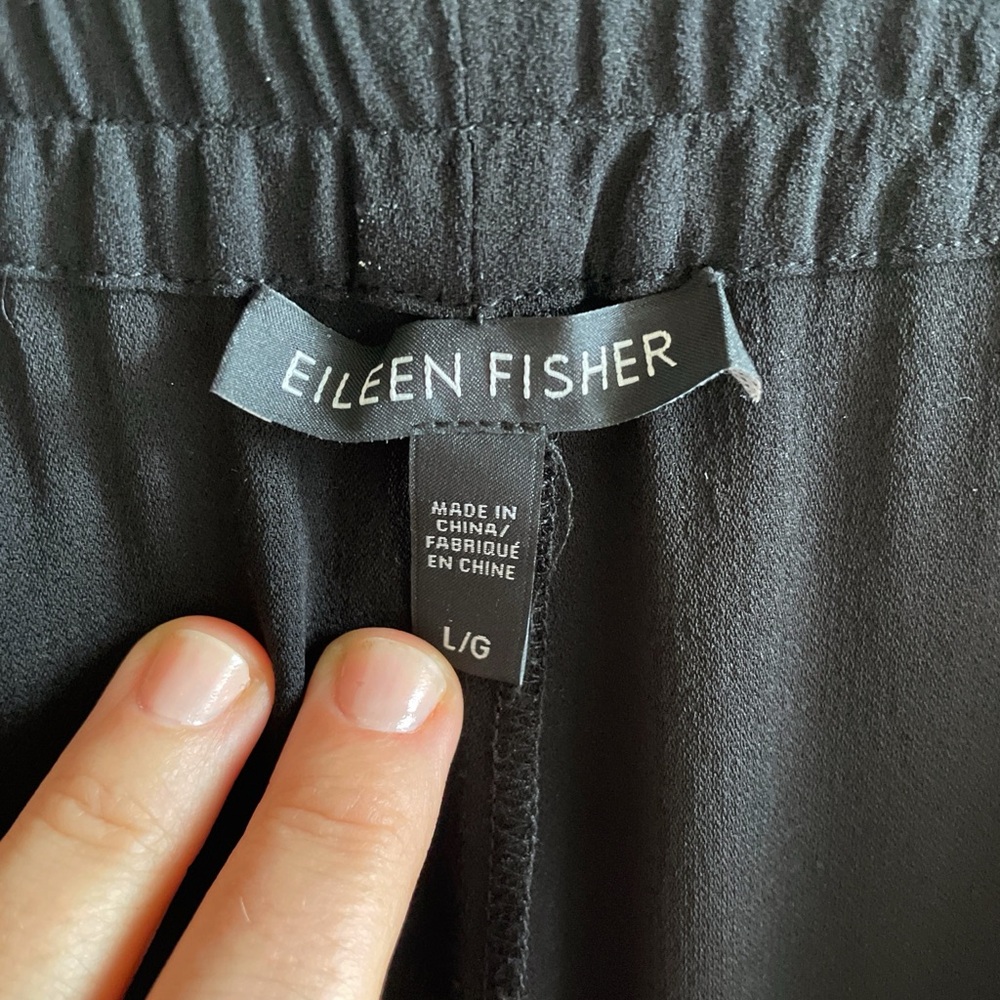 Eileen Fisher silk black pants size L large - Picture 5 of 6